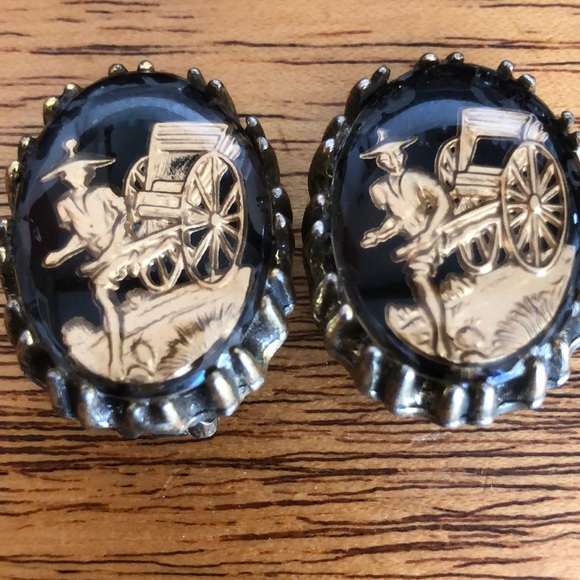 Vintage Intaglio Cabochon Link Bracelet/Earrings-Selro Selini?  Rickshaw - Picture 6 of 17